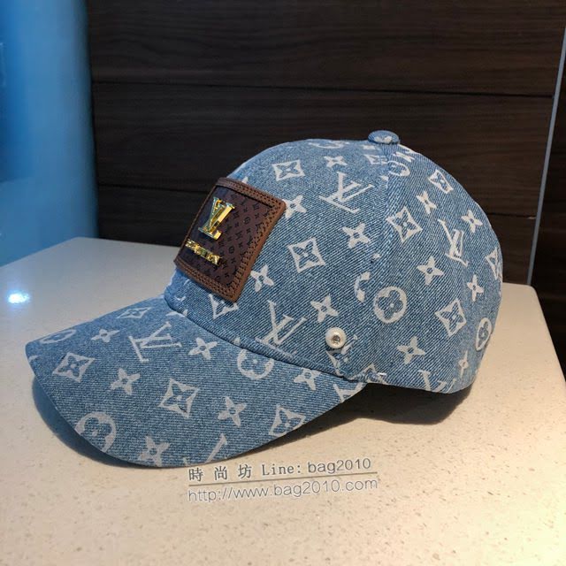 LV男女同款帽子 路易威登洗水做舊牛仔布棒球帽鴨舌帽  mm1490